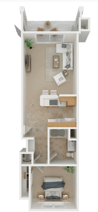 The Cortese 1X1 Floor Plan | Torcello